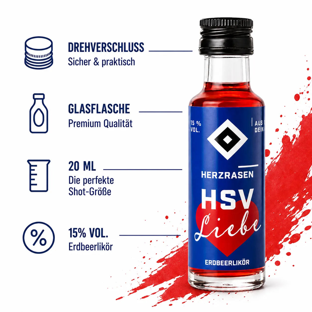 HSV Liebe 30× 0,02 l - Erdbeerlikör Tray