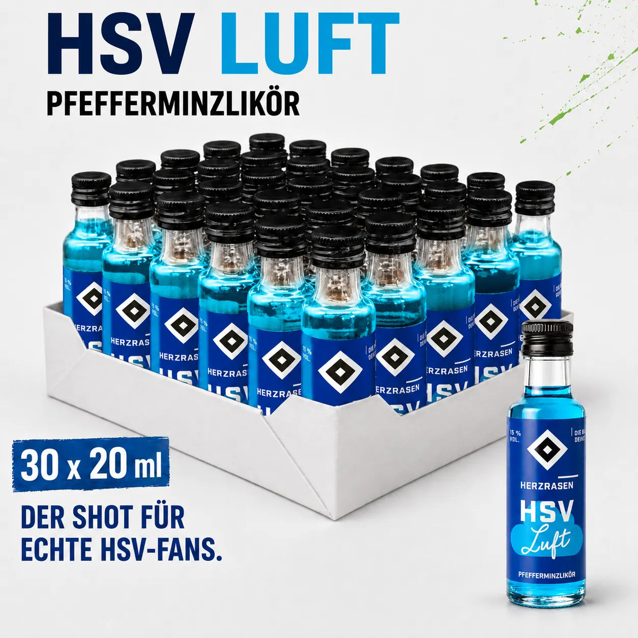HSV Luft 30× 0,02 l - Pfefferminzlikör Tray