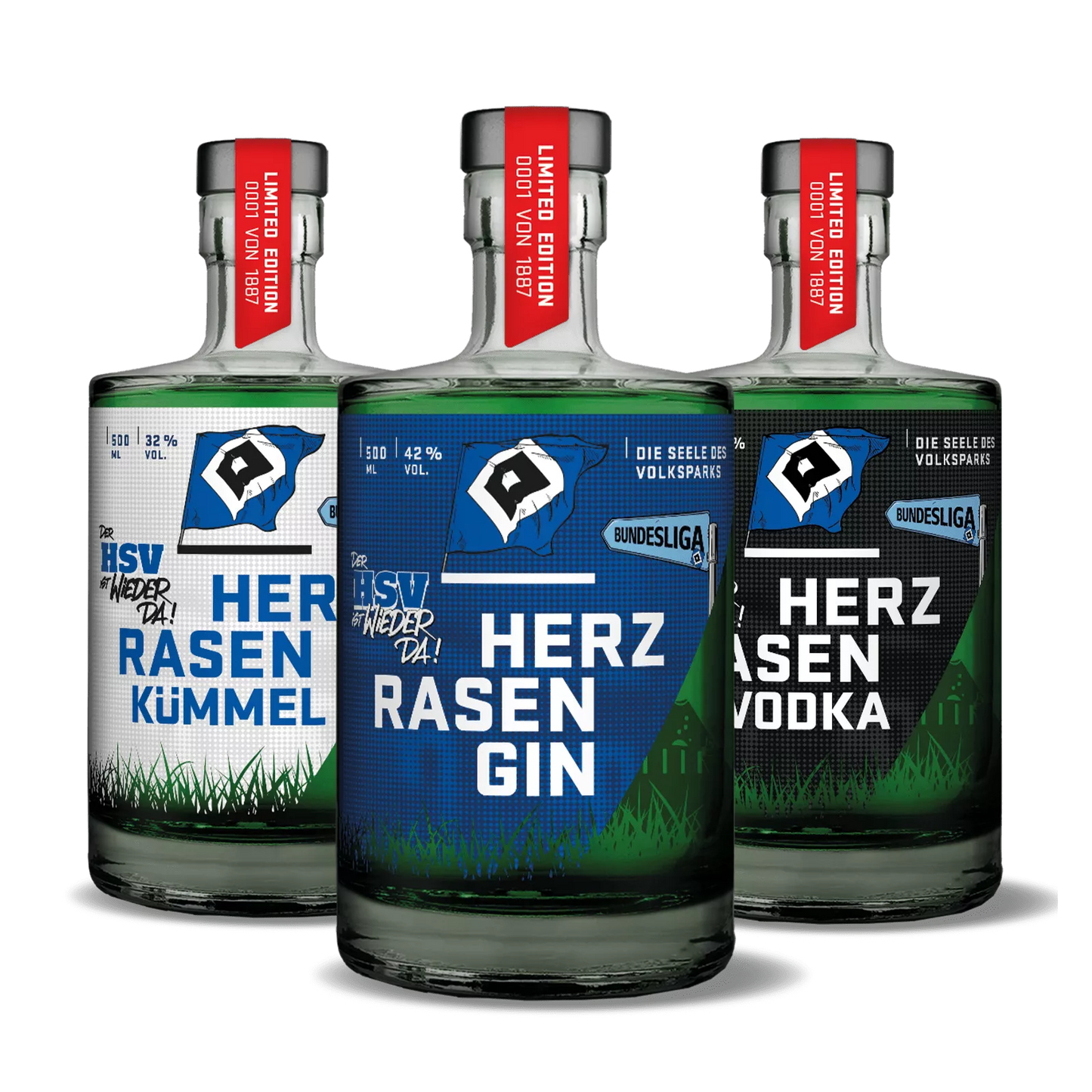 HSV Aufstiegsediton-Bundle – Limited Edition (Gin, Vodka, Kümmel, je 0,5 l)