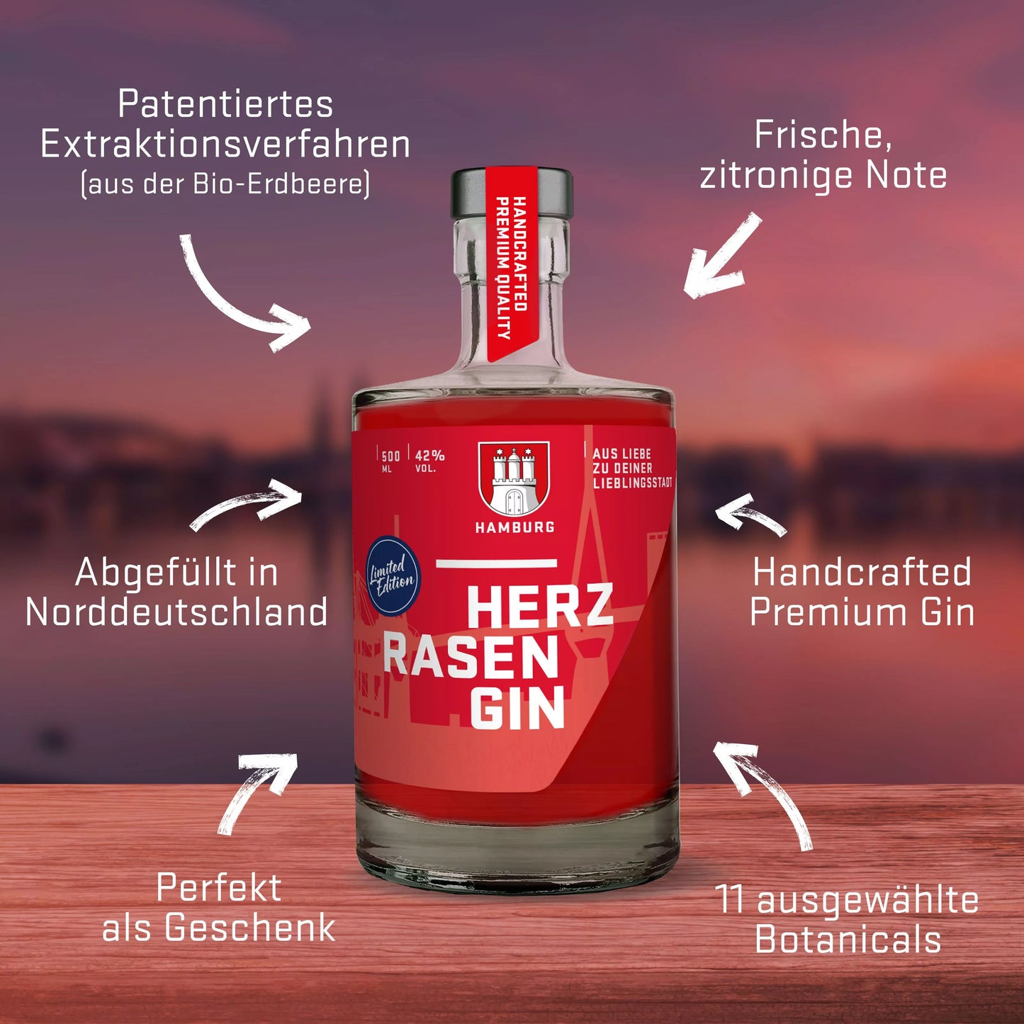 Hamburg Gin Rote Edition 0,5 l – Limited Edition
