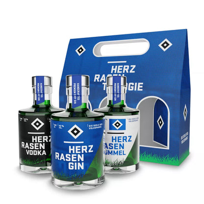 HSV Trilogie Set – 3× 0,1 l Gin, Vodka, Kümmel in Geschenkbox